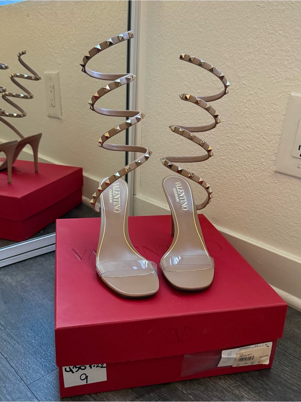 Valentino Garavani nude spiral-strap studded high-heel sandals